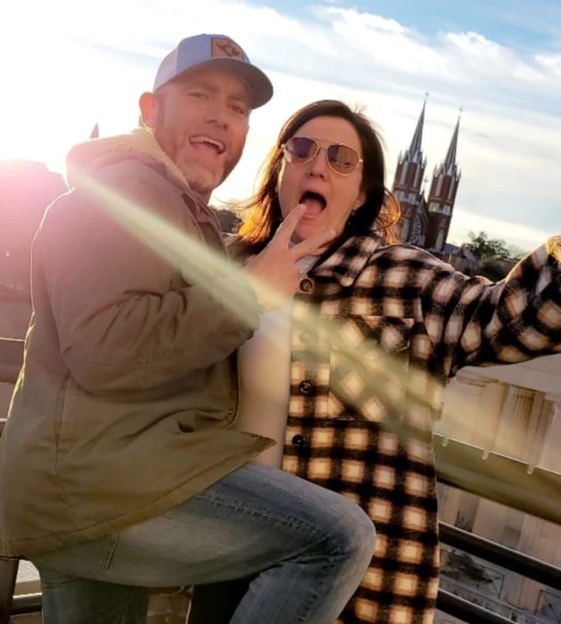 Adolfo and Julie having fun on a trip