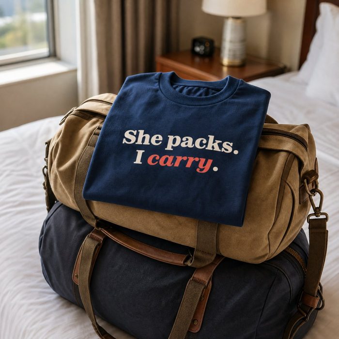 T-shirt: She packs. I carry.